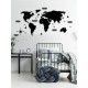 2D Siyah Dünya Haritası Duvar Dekorasyonu
