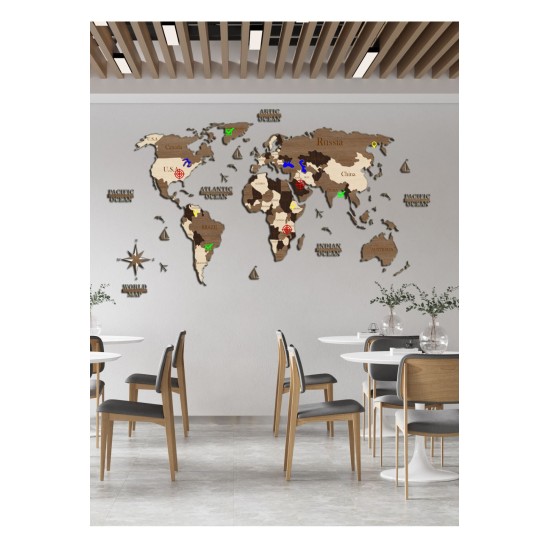 3 Boyutlu Ahşap Dünya Haritası, Ahşap Duvar Dekoru, Duvar Tablo, Gerçek Dünya Haritası,dekorasyon