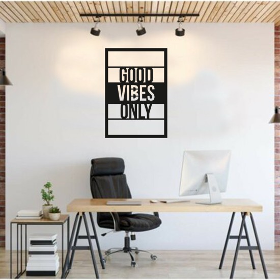 Good Vibes Only  Duvar yazısı Duvar Süsü, Ahşap Lazer Kesim Dekoratif Tablo Siyah