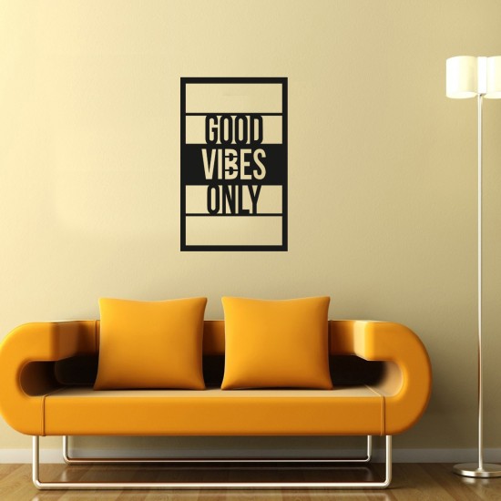 Good Vibes Only  Duvar yazısı Duvar Süsü, Ahşap Lazer Kesim Dekoratif Tablo Siyah