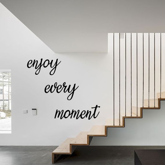 Enjoy Every Moment Duvar Dekoru, Duvar Süsü, Ahşap Lazer Kesim Dekoratif Tablo Siyah