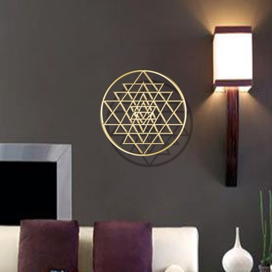 Kutsal Geometrik Şekil Sriyantra Gold Ayna Pleksi 30*30cm ölçüsünde Ev VE ofis Dekoru İçin Mükemmel