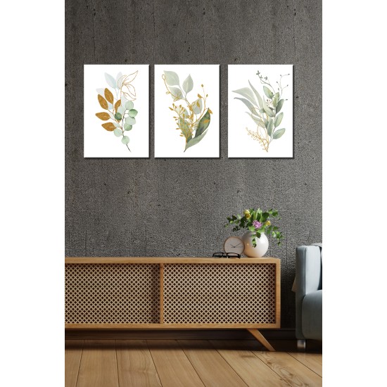 Yeşil Çiçekler modern 3 parça Art duvar tablosu Yüksek Çözünürlük UV Baskı Tekniği 40x30